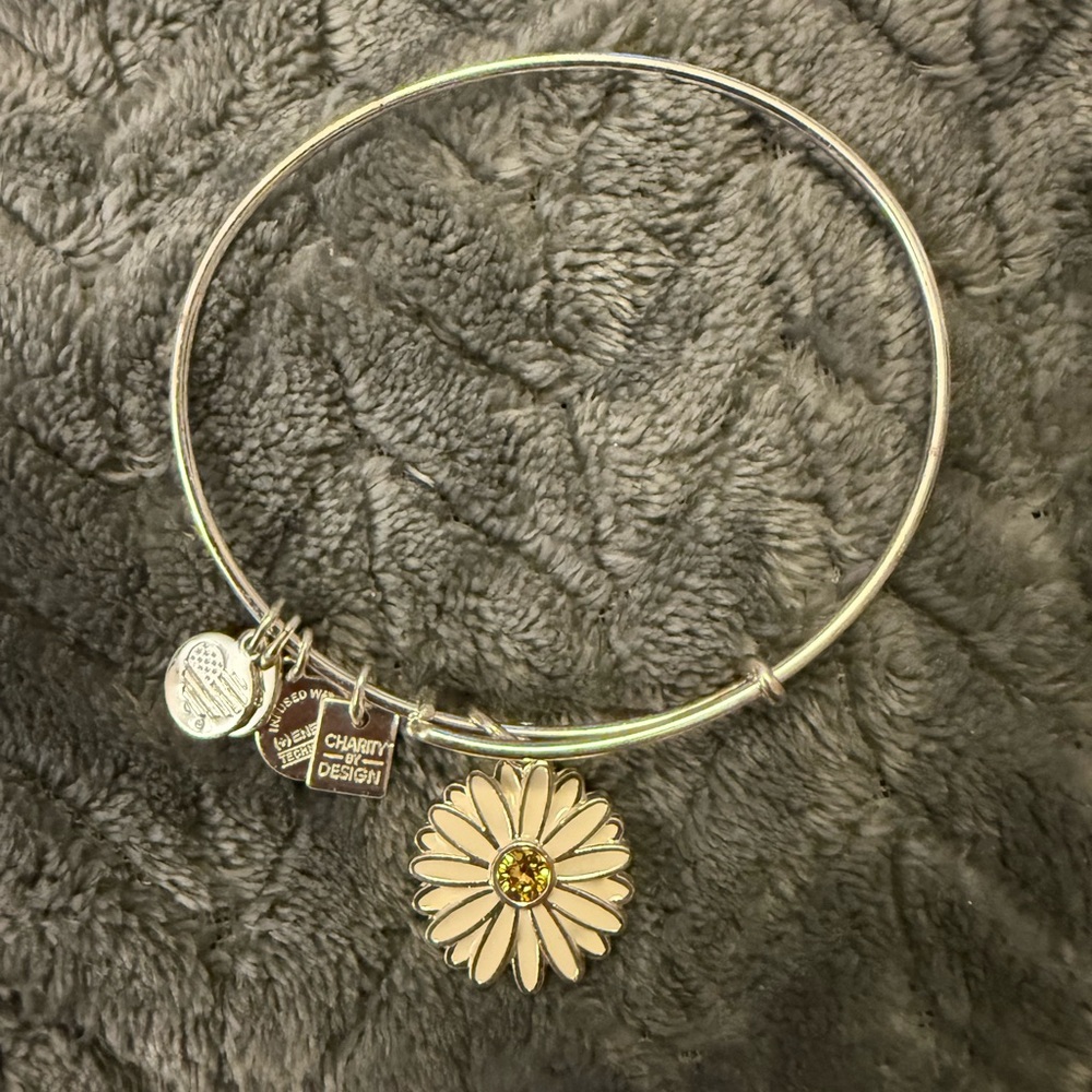 Alex and Ani Silver Daisy Charm Bracelet
